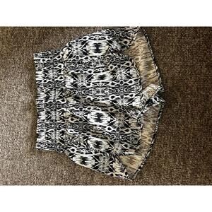 Revival Black and White Patterned Elastic Waist Shorts womens size small